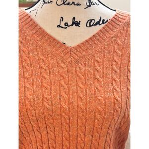 Women's Wool Blend Sweater Size M Orange Cable knit Warm Winter Work School